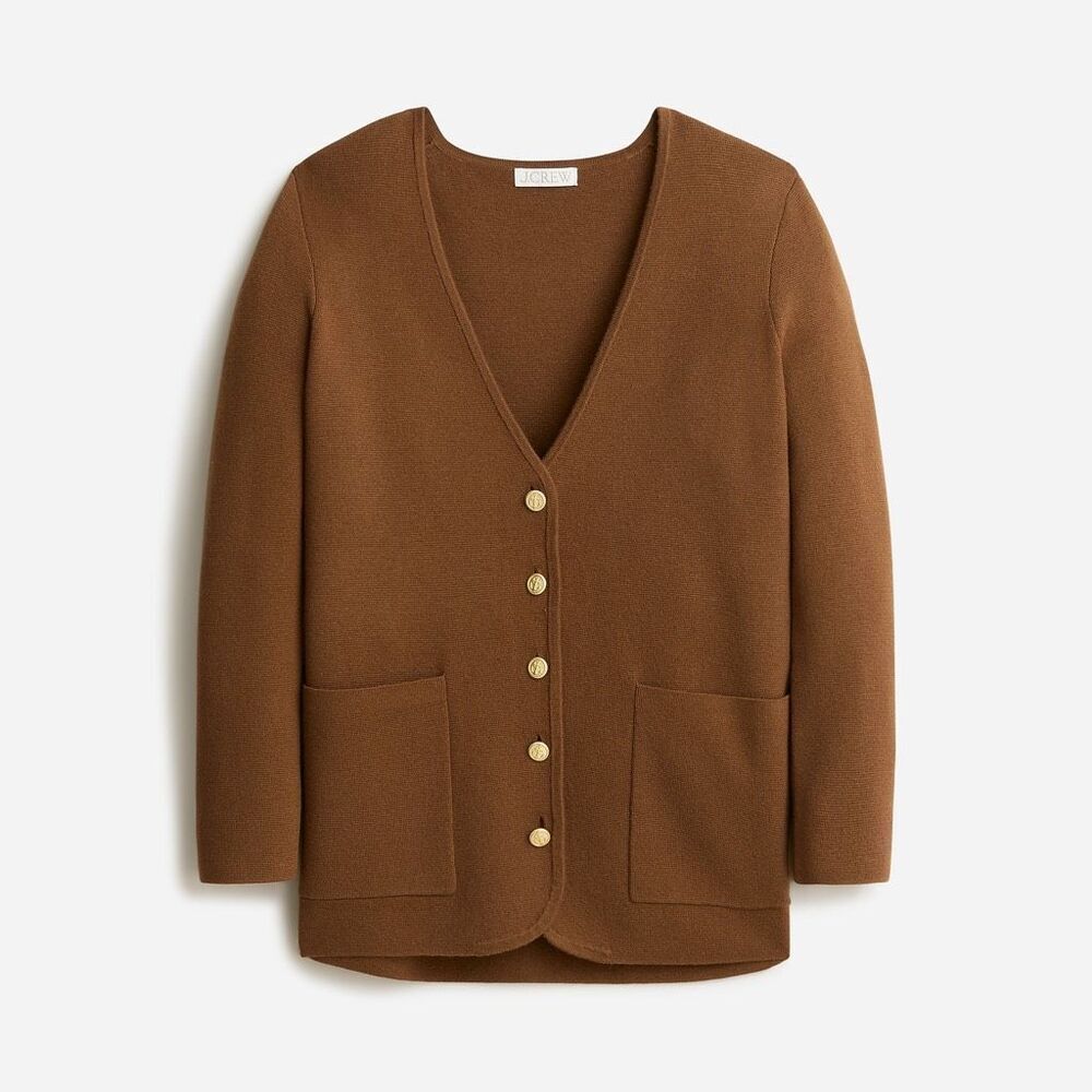 JβCREW Cardigan Blazer Giselle V-neck Button Frontβ Sweater Brown Small